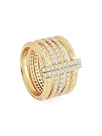 Enchanted Forest 18K-Gold-Plated & Cubic Zirconia Five-Band Ring