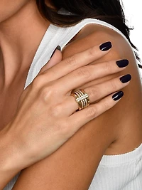 Enchanted Forest 18K-Gold-Plated & Cubic Zirconia Five-Band Ring