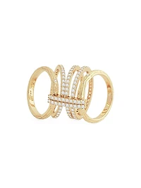 Enchanted Forest 18K-Gold-Plated & Cubic Zirconia Five-Band Ring