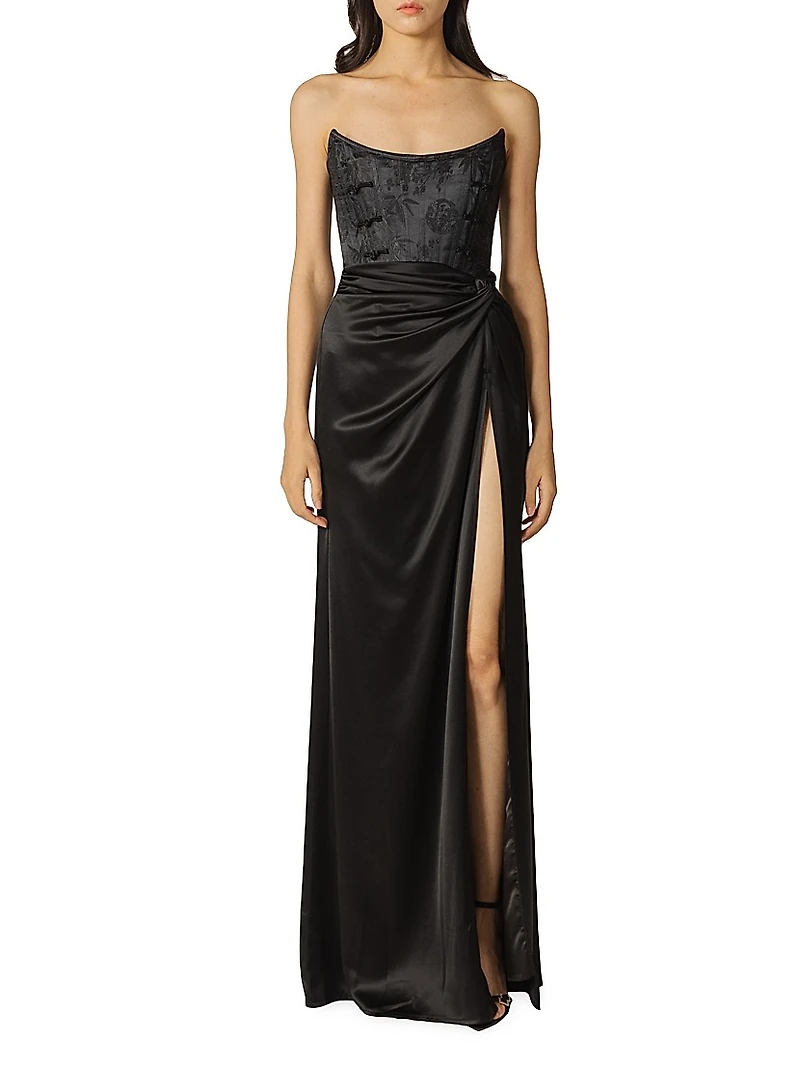 Julia Satin Corset Strapless Gown