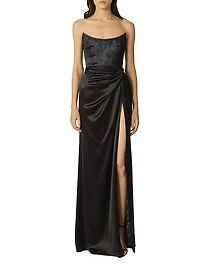 Julia Satin Corset Strapless Gown