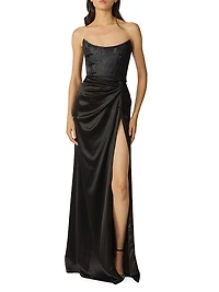 Julia Satin Corset Strapless Gown