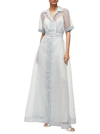 Millie Belted Striped Organza Maxi Dress