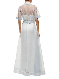 Millie Belted Striped Organza Maxi Dress