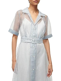Millie Belted Striped Organza Maxi Dress
