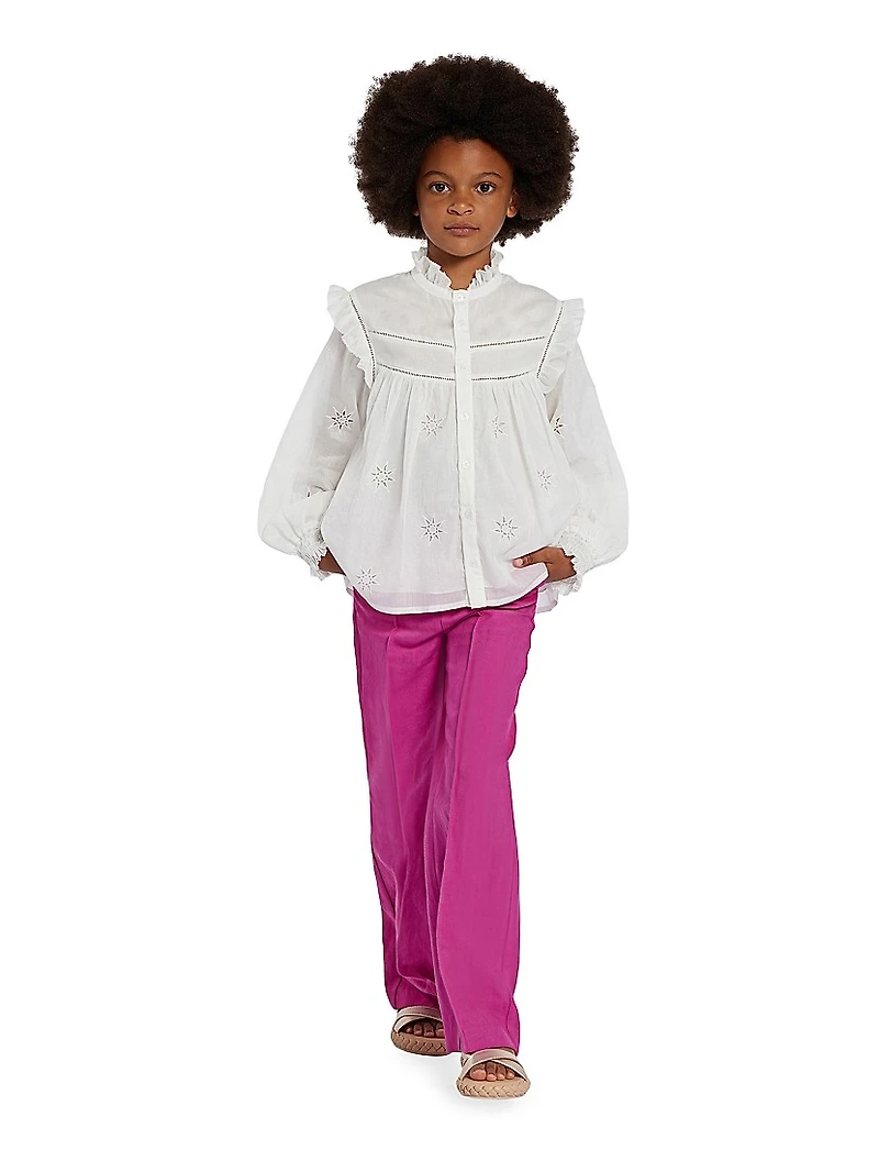Girl's Linen Pleated Pants