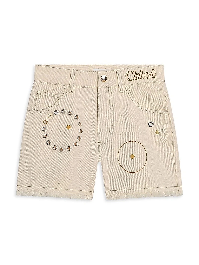 Little Girl's & Embellished Denim Shorts