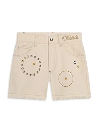 Little Girl's & Embellished Denim Shorts