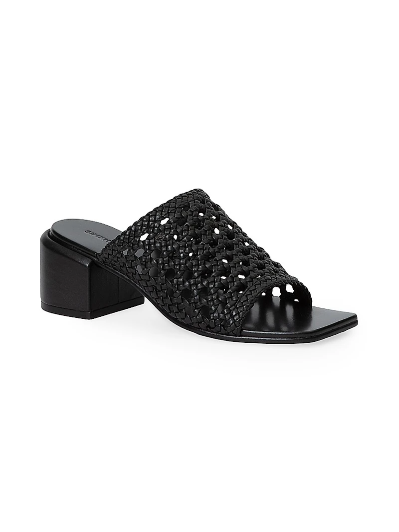 Elia 50MM Woven Leather Block-Heel Mules