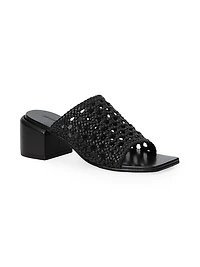 Elia 50MM Woven Leather Block-Heel Mules