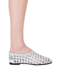 Eden Woven Metallic Leather Flats