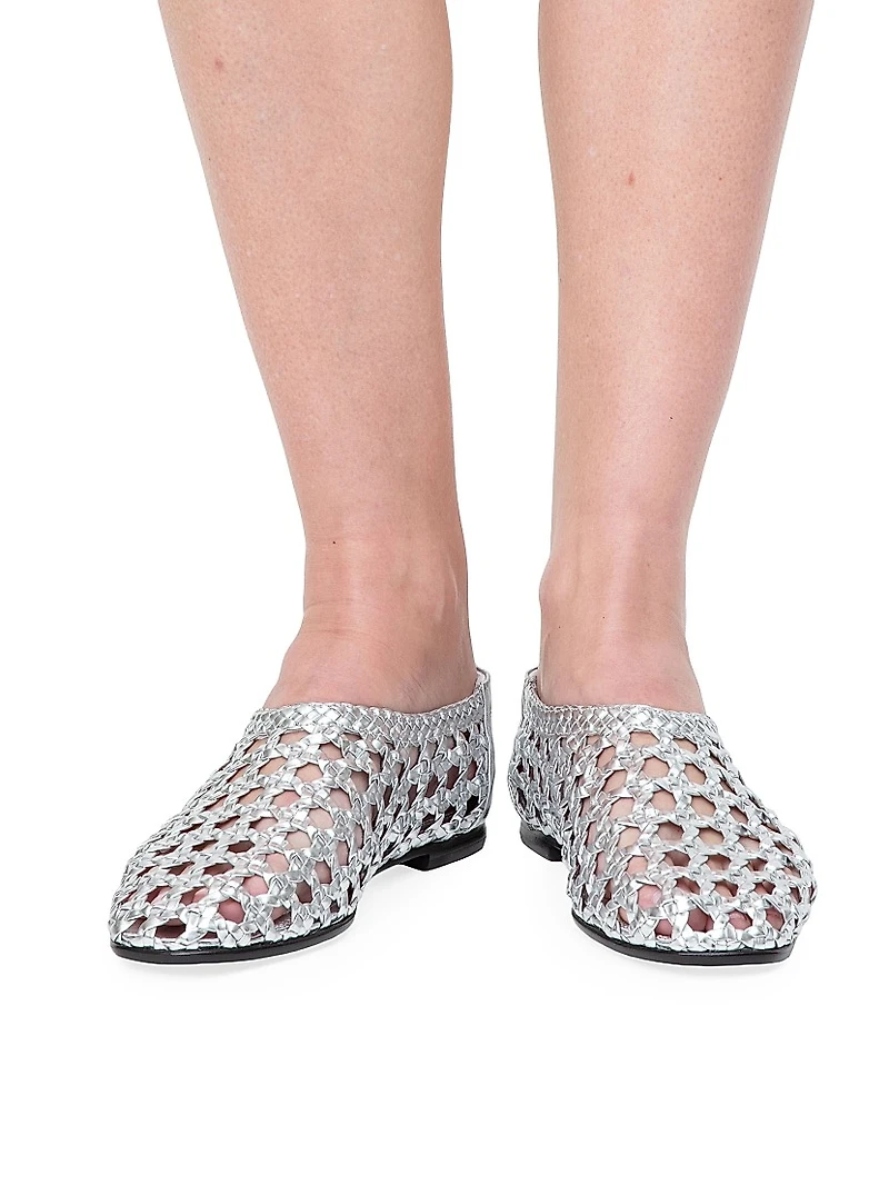 Eden Woven Metallic Leather Flats
