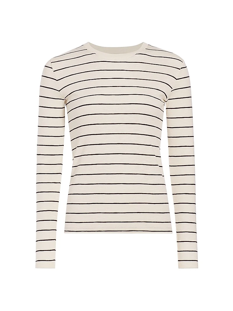 Striped Cotton-Blend Crewneck Long-Sleeve T-Shirt