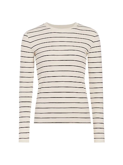 Striped Cotton-Blend Crewneck Long-Sleeve T-Shirt