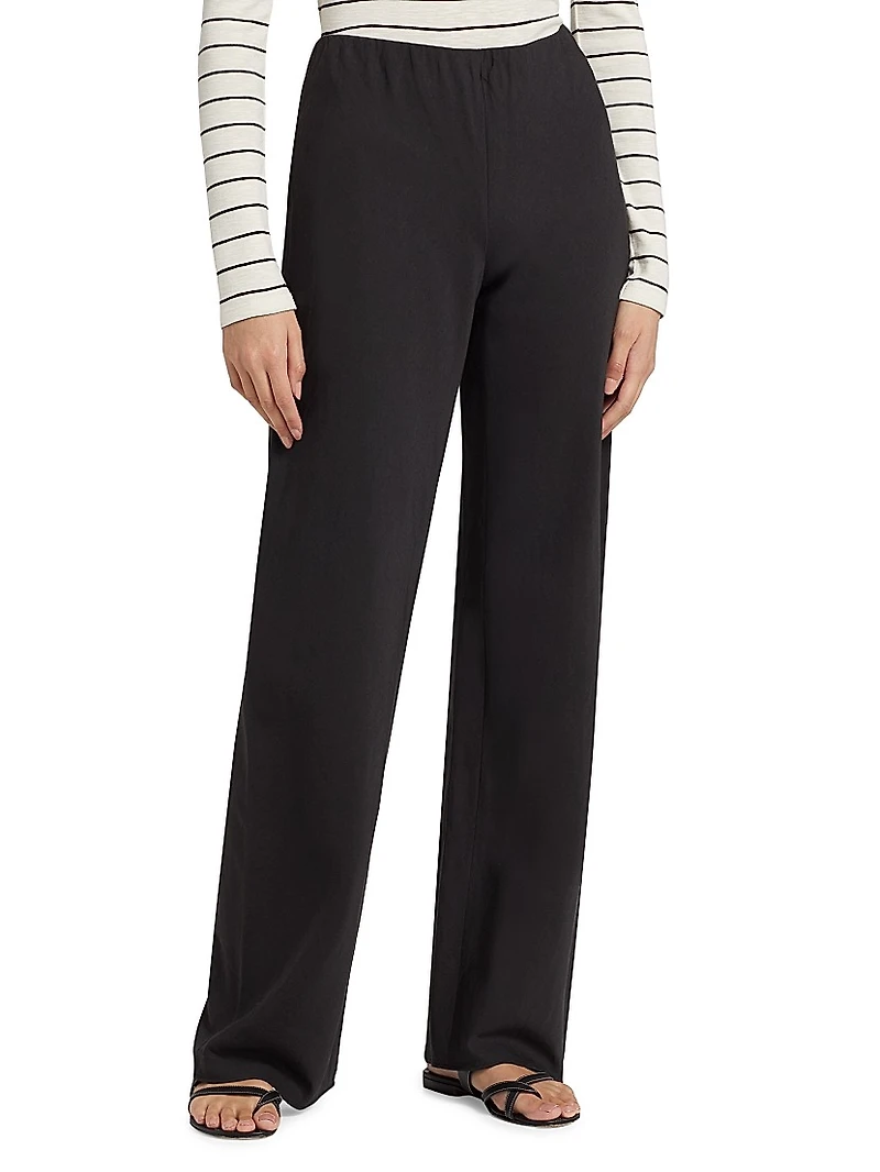 Cotton-Blend Straight-Leg Pants