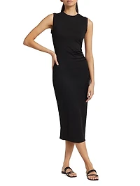 Stretch Jersey Sleeveless Midi-Dress