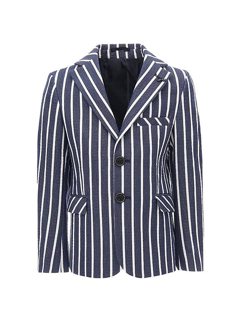 Little Boy's & Striped Peak Lapel Blazer