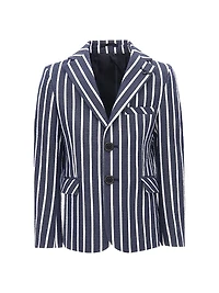 Little Boy's & Striped Peak Lapel Blazer