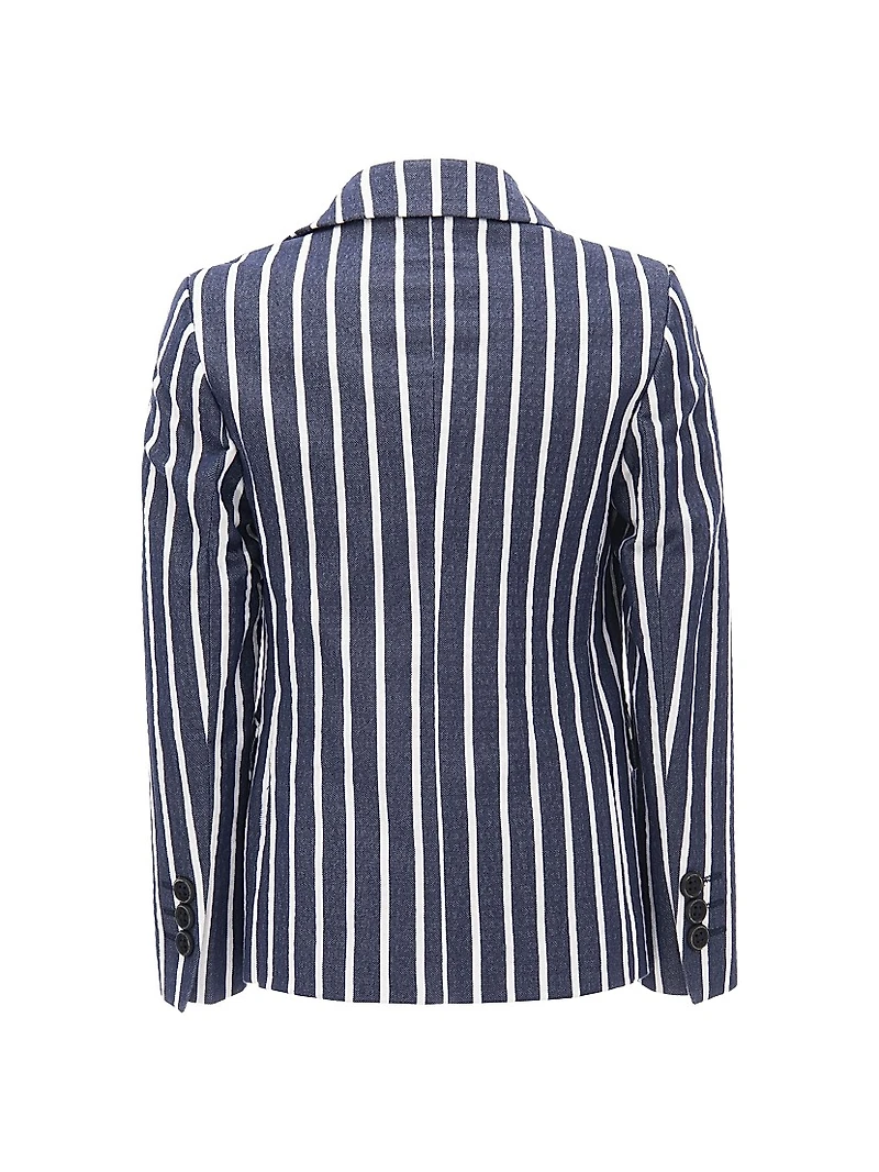 Little Boy's & Striped Peak Lapel Blazer
