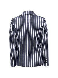 Little Boy's & Striped Peak Lapel Blazer