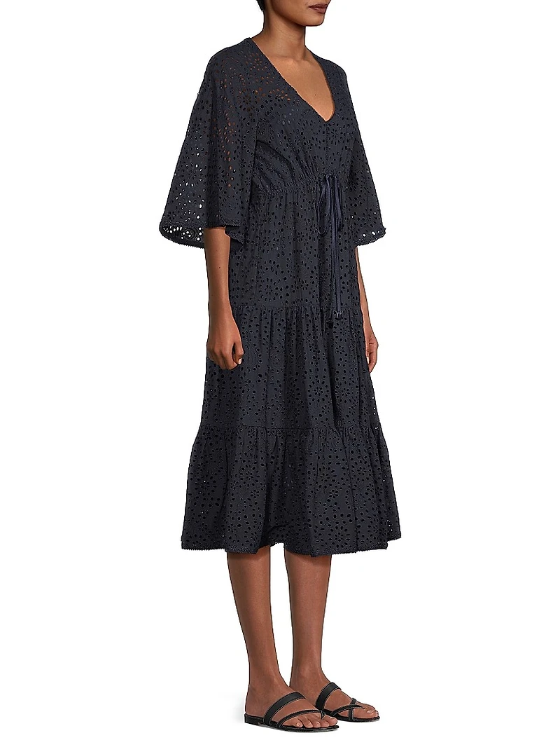 Liza Eyelet Midi-Dress