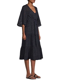 Liza Eyelet Midi-Dress