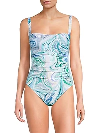 Tina Marble-Print One-Piece Swimsuit