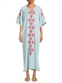 Cotton-Linen Embroidered Caftan