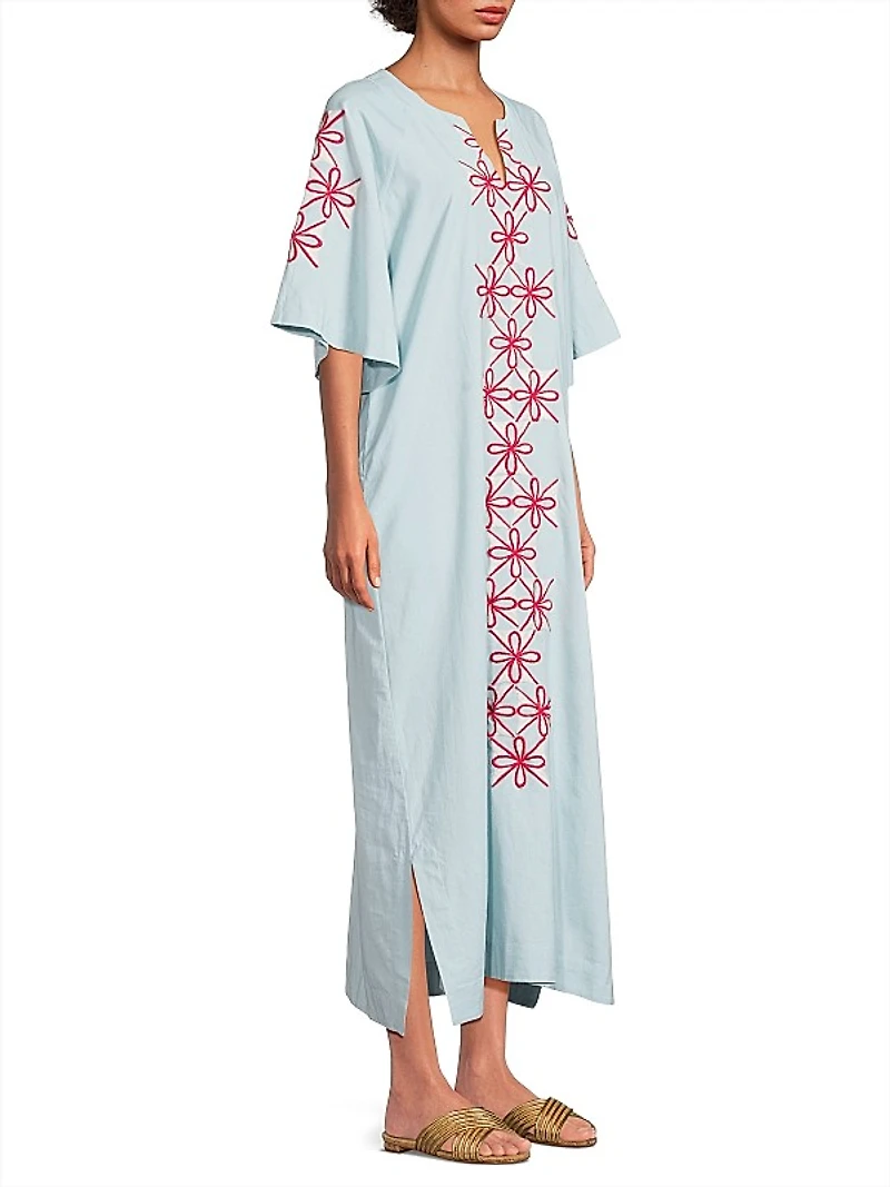 Cotton-Linen Embroidered Caftan