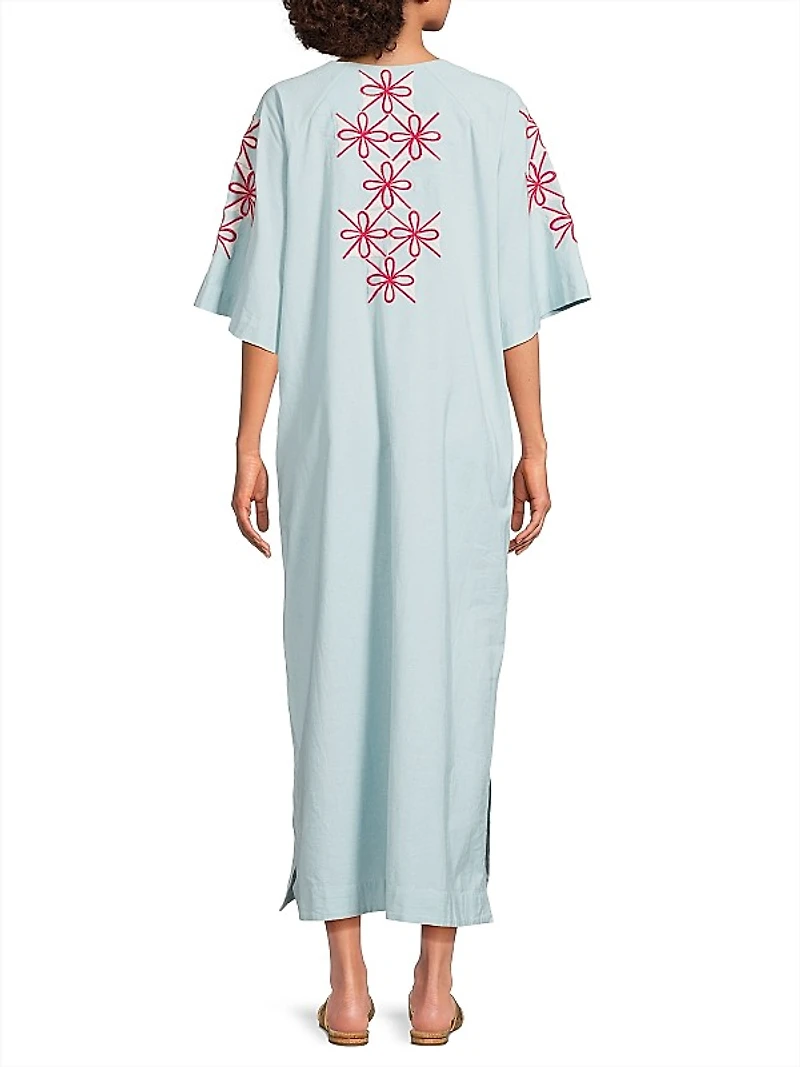 Cotton-Linen Embroidered Caftan