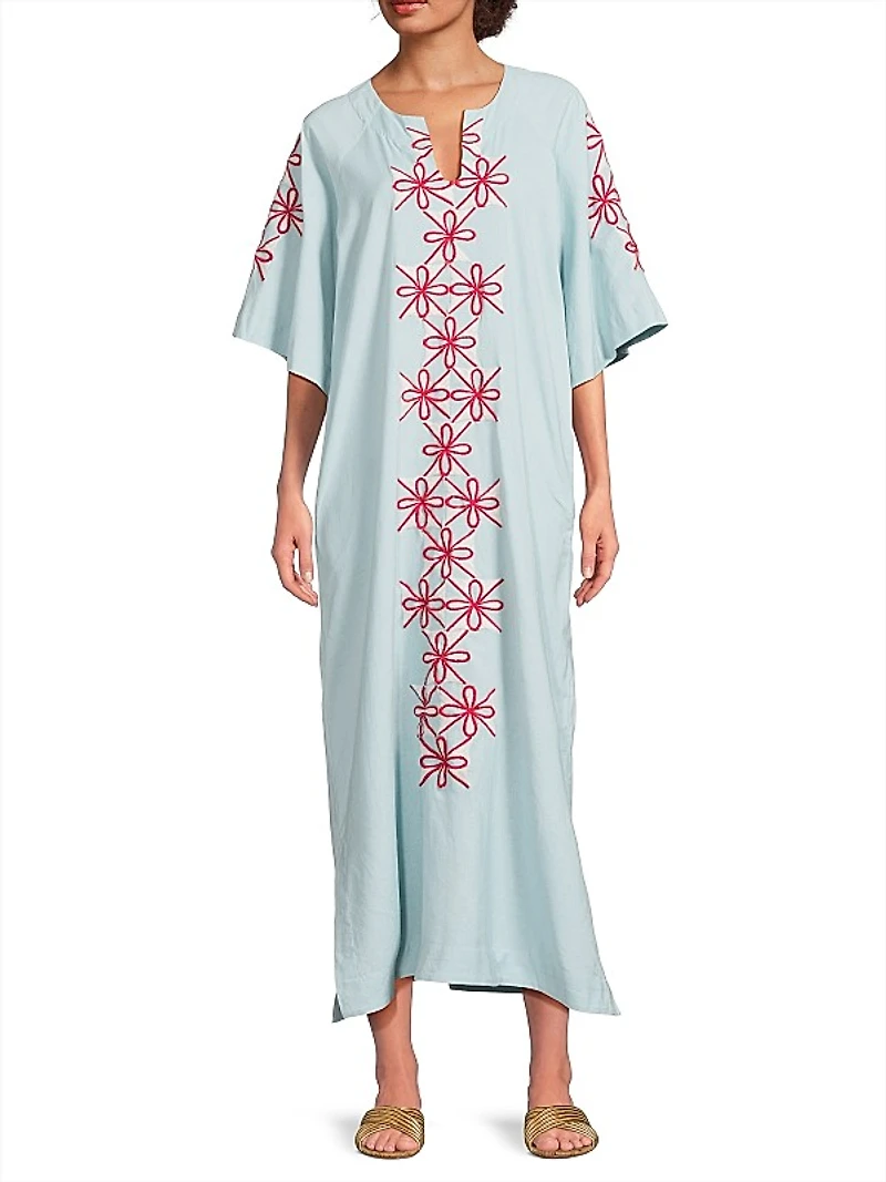 Cotton-Linen Embroidered Caftan