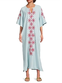 Cotton-Linen Embroidered Caftan