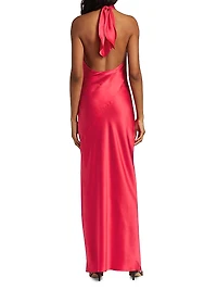 Jade Silk Halterneck Maxi Dress