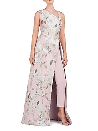 Bennet Floral Jacquard Walk-Thru Jumpsuit