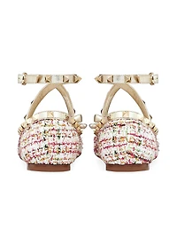 Rockstud Tweed Ballerina Flats