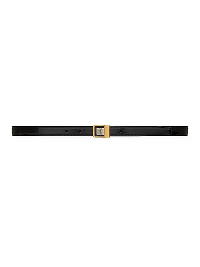 Buckle Thin Belt Shiny Leather