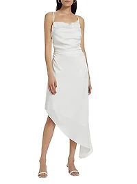 Mirie Satin Asymmetric Midi-Dress