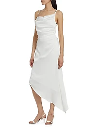 Mirie Satin Asymmetric Midi-Dress