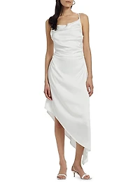 Mirie Satin Asymmetric Midi-Dress