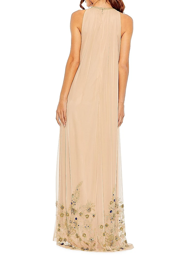 Embellished Tulle Trapeze Gown