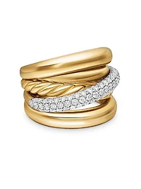 Pavé Crossover Five Row Ring 18K Yellow Gold