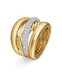 Pavé Crossover Five Row Ring 18K Yellow Gold