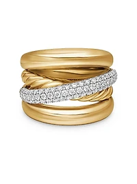 Pavé Crossover Five Row Ring 18K Yellow Gold