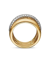 Pavé Crossover Five Row Ring 18K Yellow Gold