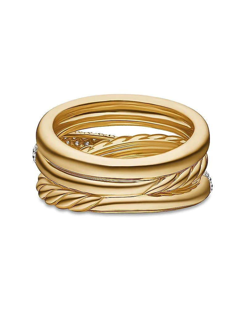Pavé Crossover Five Row Ring 18K Yellow Gold