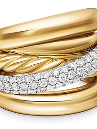 Pavé Crossover Five Row Ring 18K Yellow Gold