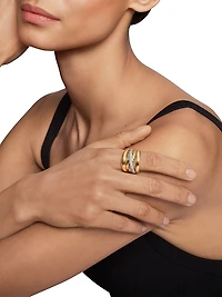 Pavé Crossover Five Row Ring 18K Yellow Gold