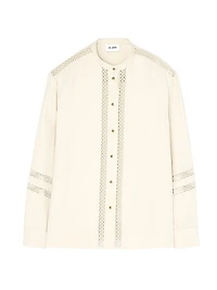 Lace-Trim Satin Blouse
