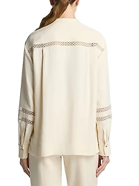 Lace-Trim Satin Blouse