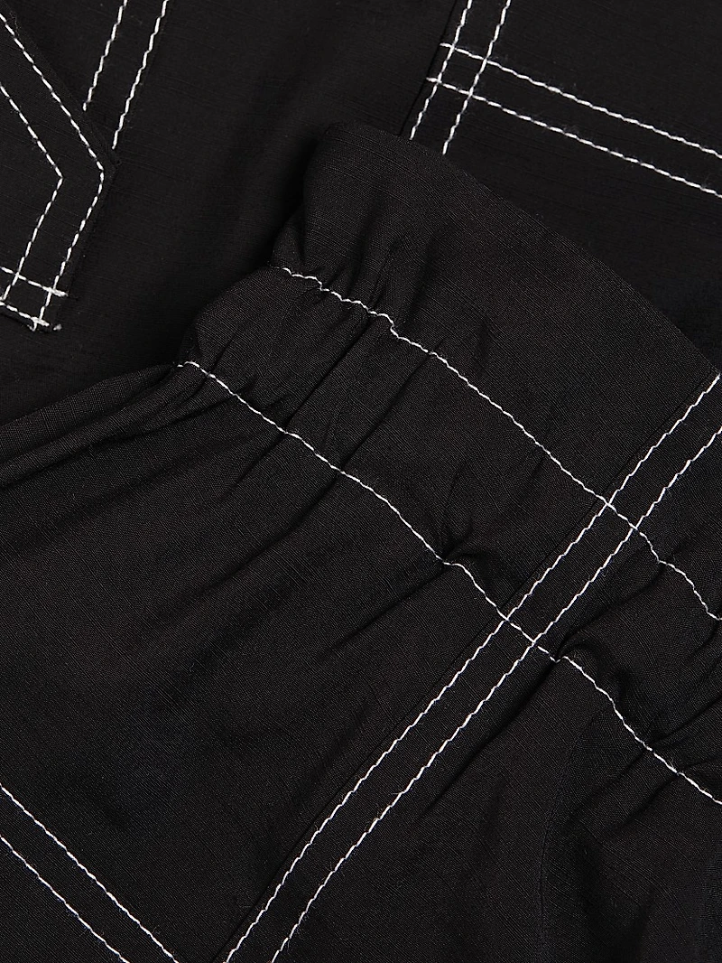 Wide-Leg Drawstring Cargo Pants